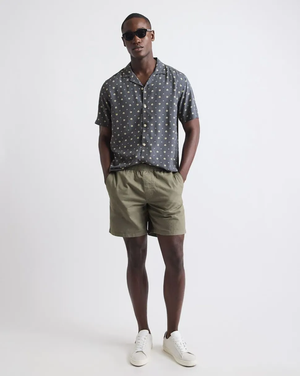 Short-Sleeve Floral Shirt with Camp Collar