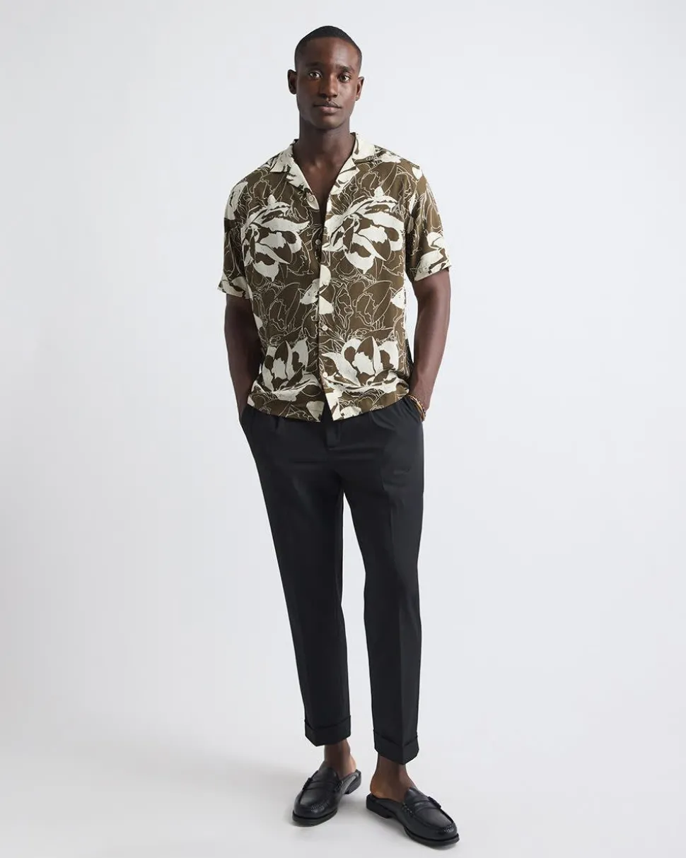Short-Sleeve Floral Shirt with Camp Collar