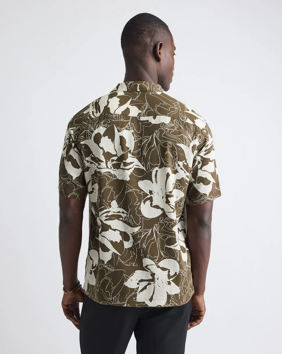 Short-Sleeve Floral Shirt with Camp Collar