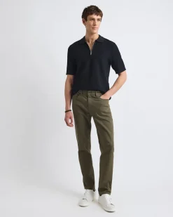 Short-Sleeve Half-Zip Textured Sweater with Shirt Neckline