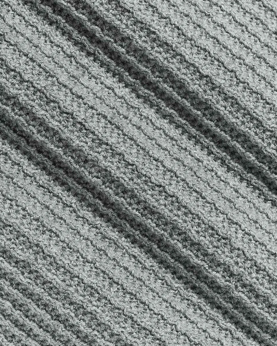 Short-Sleeve Half-Zip Textured Sweater with Shirt Neckline