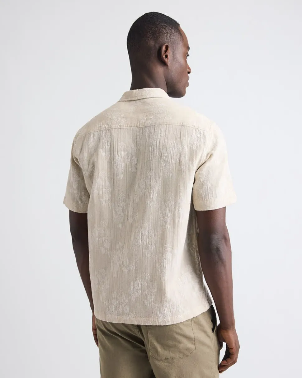 Short-Sleeve Jacquard-Effect Shirt with Camp Collar