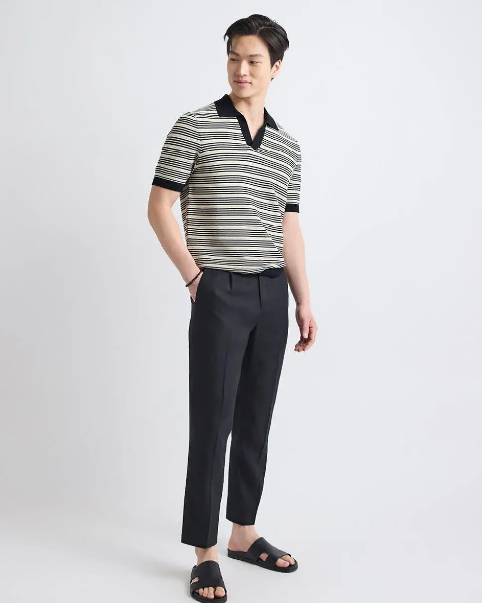 Short-Sleeve Johnny Sweater with Horizontal Stripes