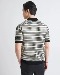 Short-Sleeve Johnny Sweater with Horizontal Stripes