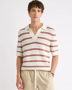 Short-Sleeve Johnny Sweater with Horizontal Stripes