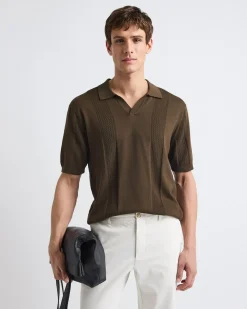 Short-Sleeve Johnny Sweater with Vertical Stripes