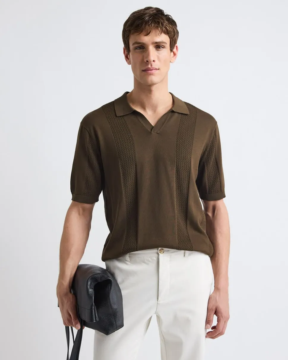 Short-Sleeve Johnny Sweater with Vertical Stripes