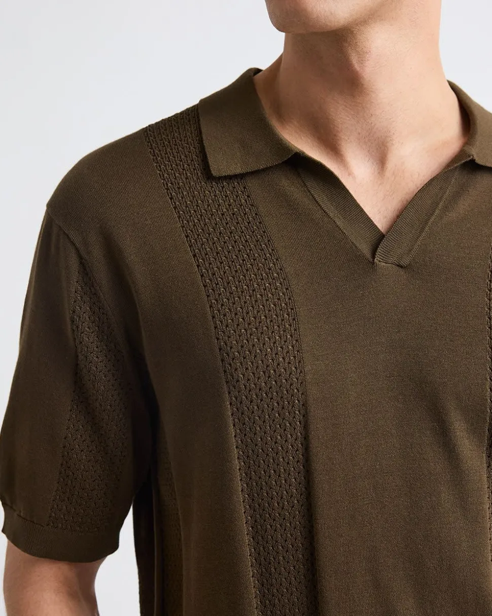 Short-Sleeve Johnny Sweater with Vertical Stripes
