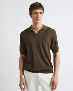 Short-Sleeve Johnny Sweater with Vertical Stripes