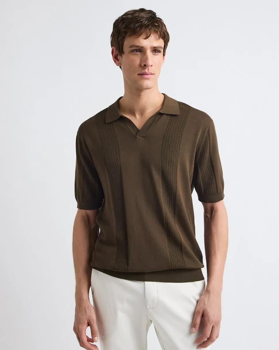 Short-Sleeve Johnny Sweater with Vertical Stripes