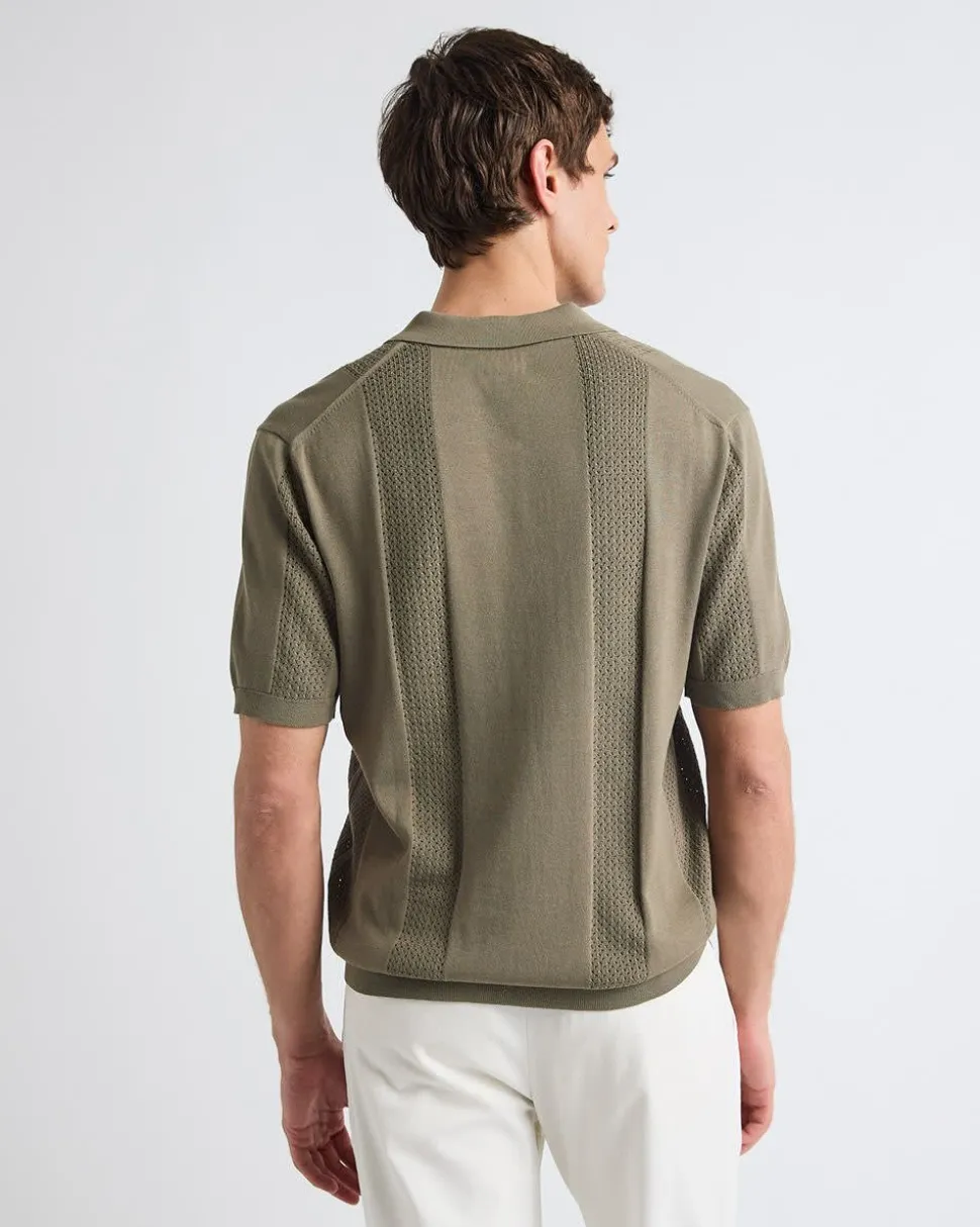 Short-Sleeve Johnny Sweater with Vertical Stripes