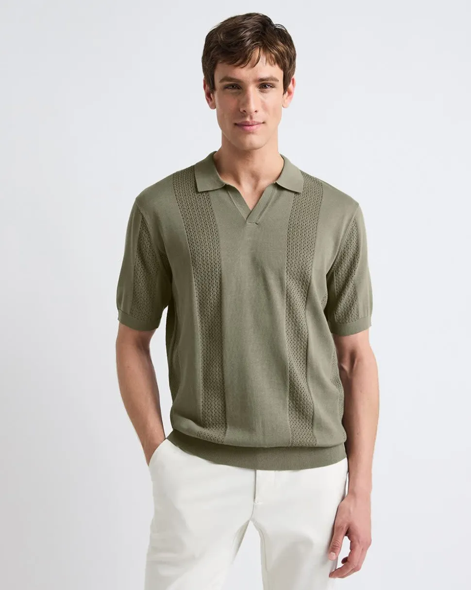Short-Sleeve Johnny Sweater with Vertical Stripes