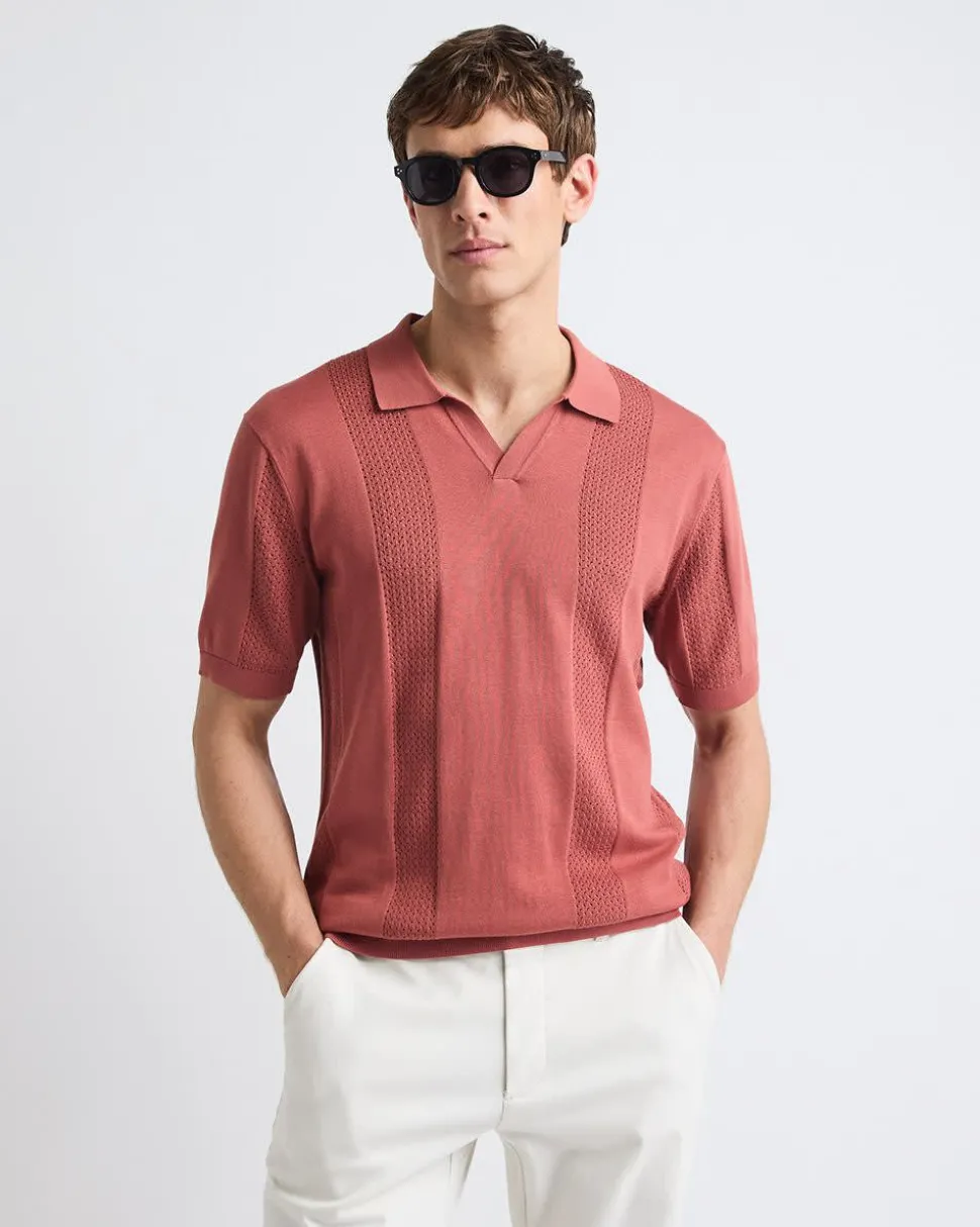 Short-Sleeve Johnny Sweater with Vertical Stripes
