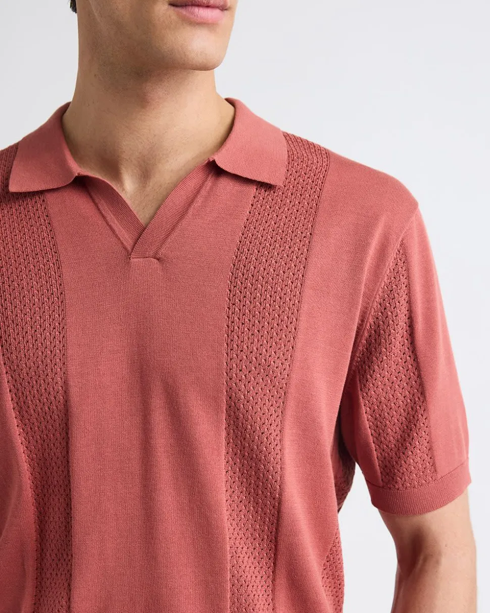 Short-Sleeve Johnny Sweater with Vertical Stripes