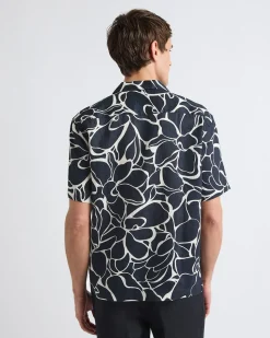 Short-Sleeve Linen Shirt with Camp Collar