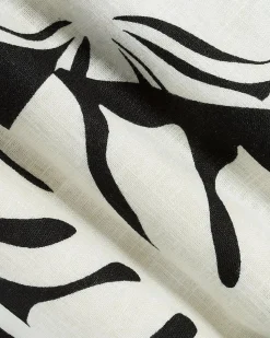 Short-Sleeve Linen-Blend Blouse with Shirt Collar
