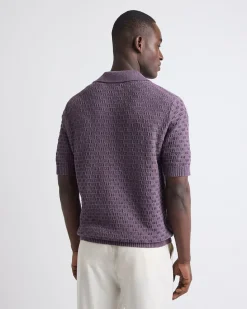 Short-Sleeve Linen-Blend Polo with Johnny Collar