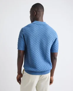 Short-Sleeve Linen-Blend Polo with Johnny Collar