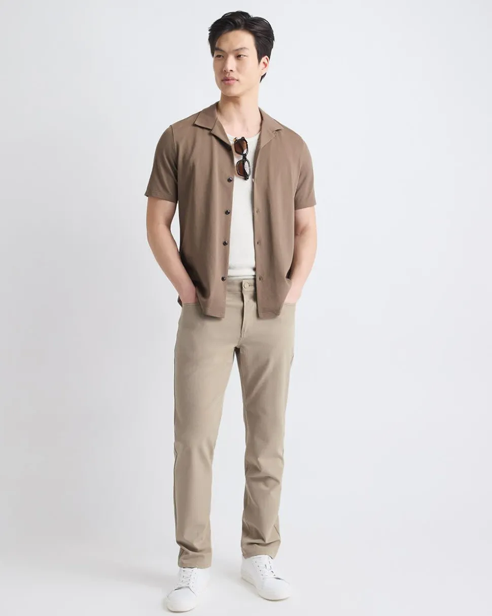 Short-Sleeve Piqué Shirt with Camp Collar