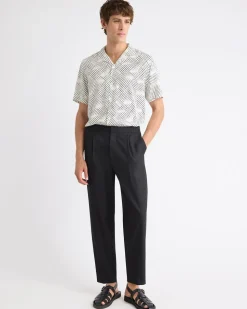 Short-Sleeve Printed Shirt with Camp Collar