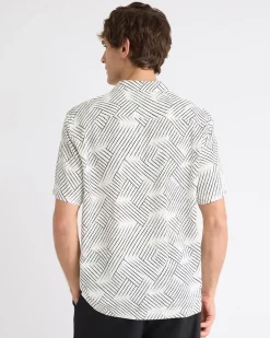 Short-Sleeve Printed Shirt with Camp Collar