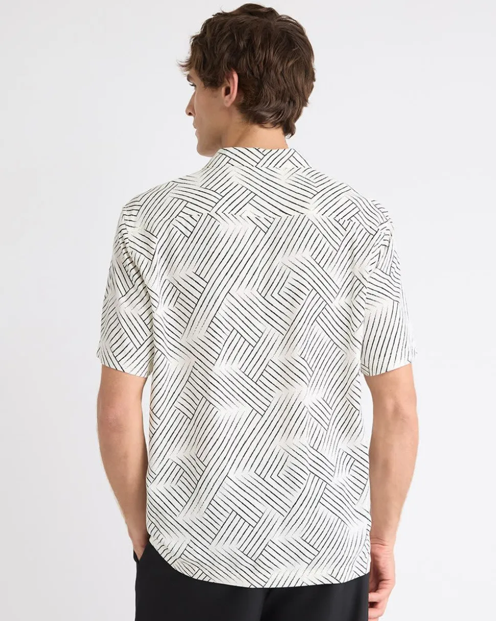 Short-Sleeve Printed Shirt with Camp Collar
