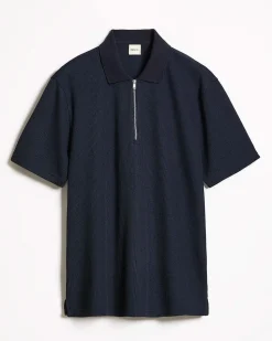 Short-Sleeve Ribbed Half-Zip Polo