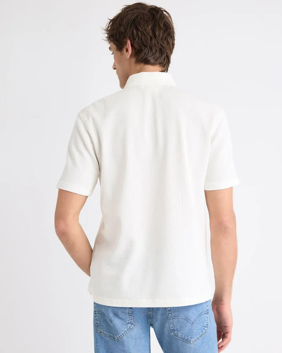Short-Sleeve Ribbed Half-Zip Polo