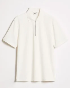 Short-Sleeve Ribbed Half-Zip Polo
