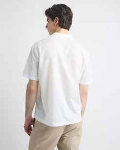 Short-Sleeve Shirt with Camp Collar with Tonal Pattern