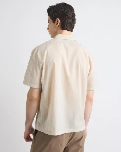 Short-Sleeve Shirt with Camp Collar with Tonal Pattern