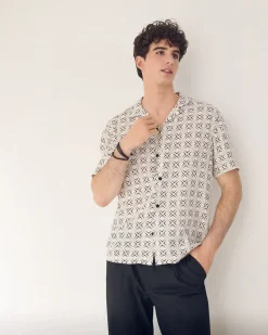 Short-Sleeve Shirt with Camp Collar
