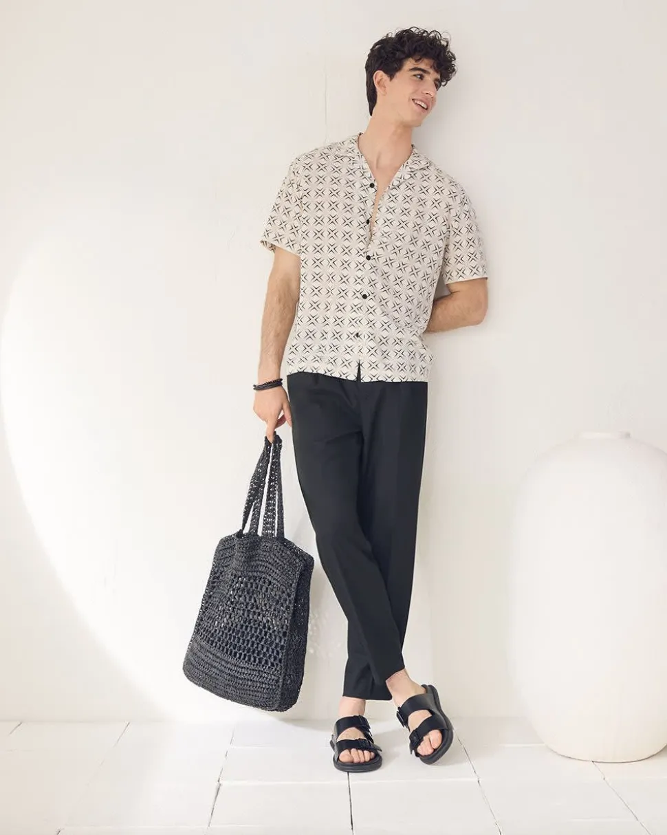 Short-Sleeve Shirt with Camp Collar