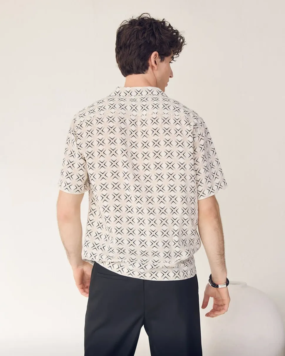 Short-Sleeve Shirt with Camp Collar