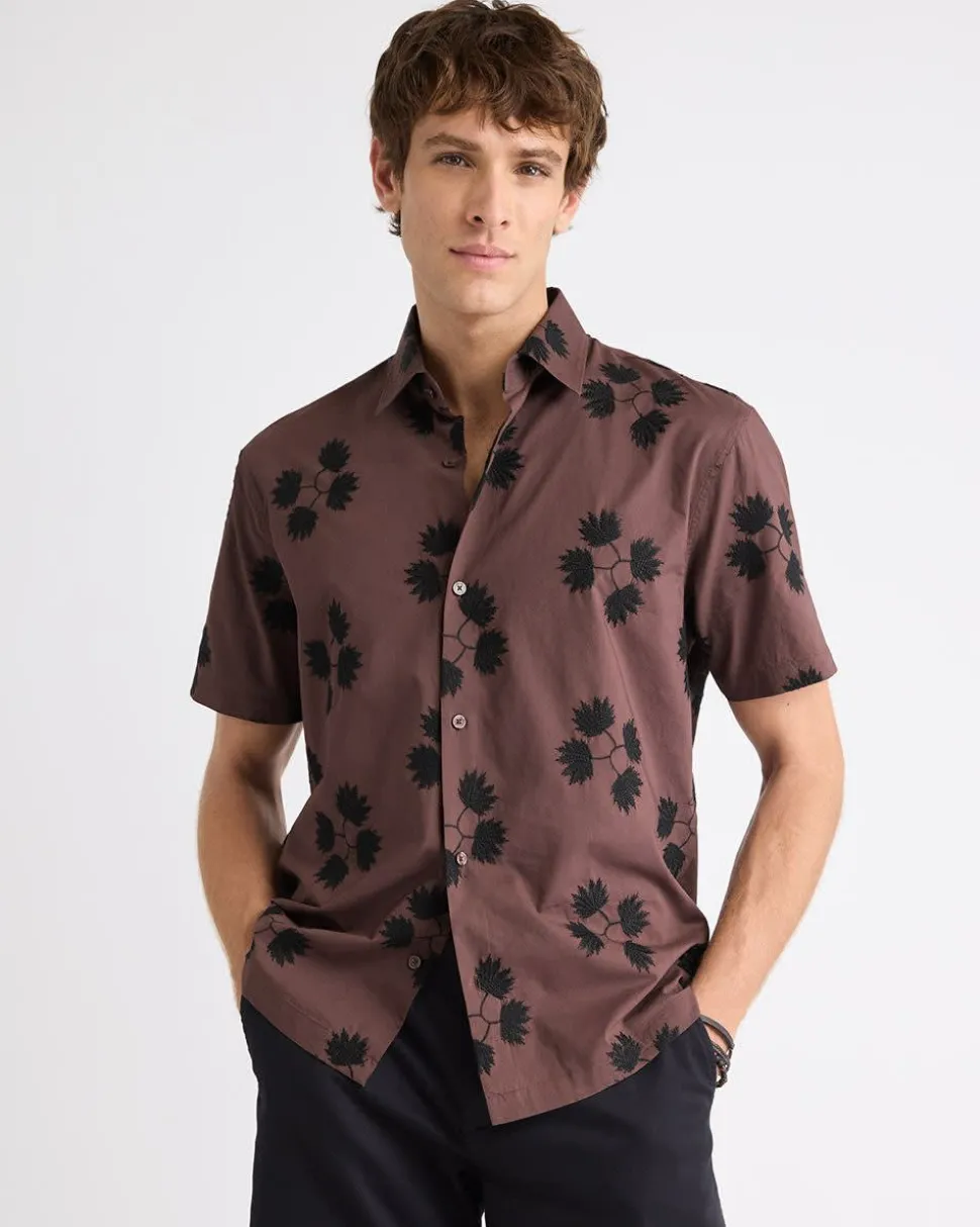 Short-Sleeve Shirt with Embroidered Details