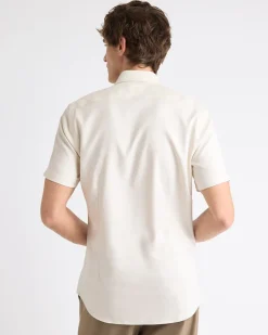 Short-Sleeve Slim-Fit Knit-Like Dress Shirt