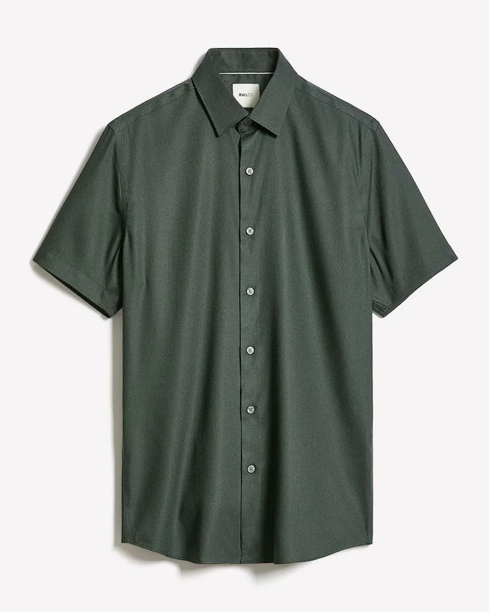 Short-Sleeve Slim-Fit Knit-Like Dress Shirt