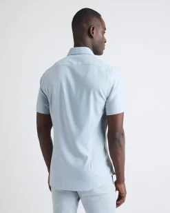 Short-Sleeve Slim-Fit Knit-Like Dress Shirt