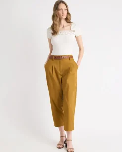 Short-Sleeve Square-Neck Ribbed Top