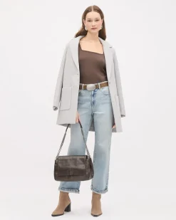 Short-Sleeve Square-Neck Ribbed Top