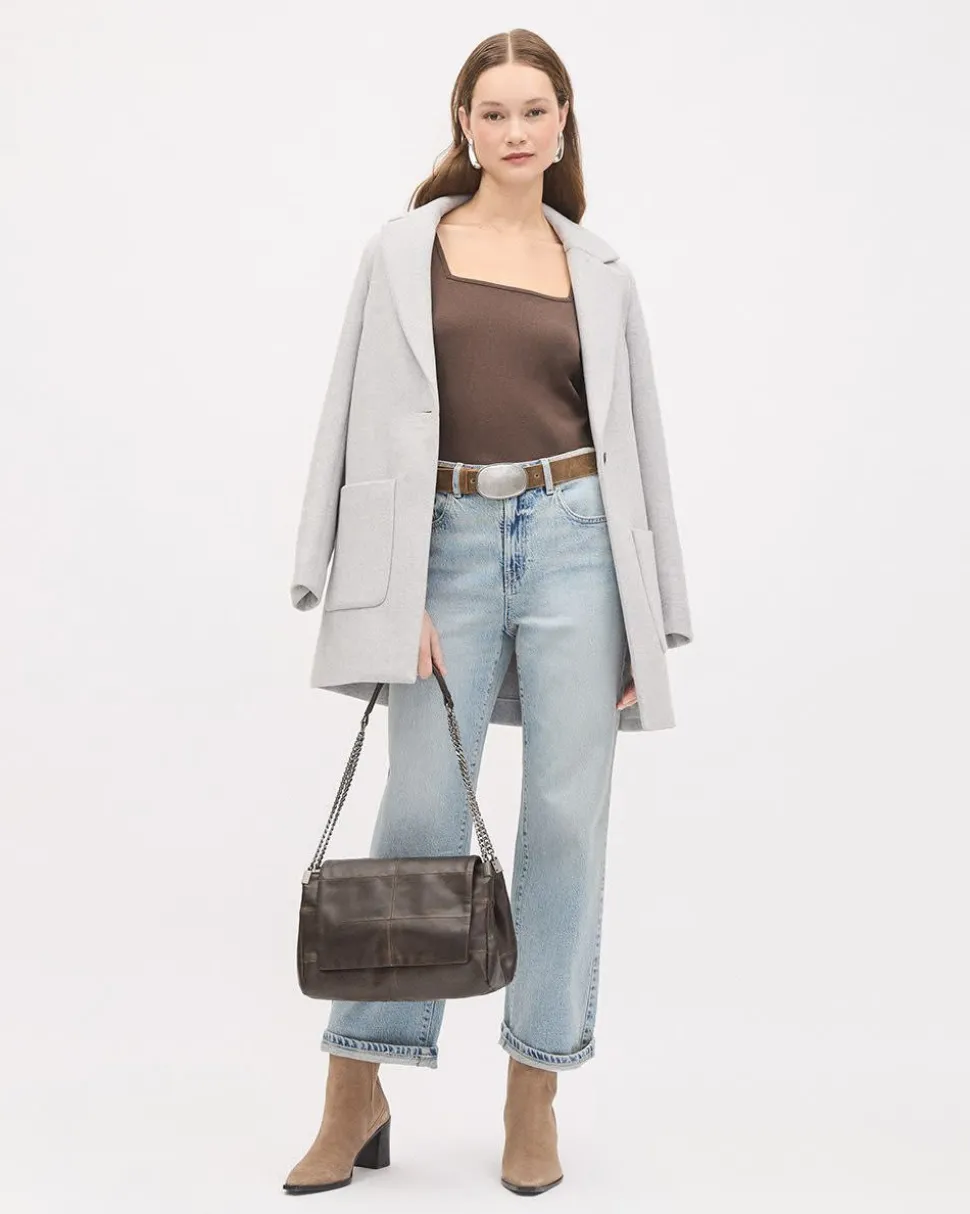 Short-Sleeve Square-Neck Ribbed Top