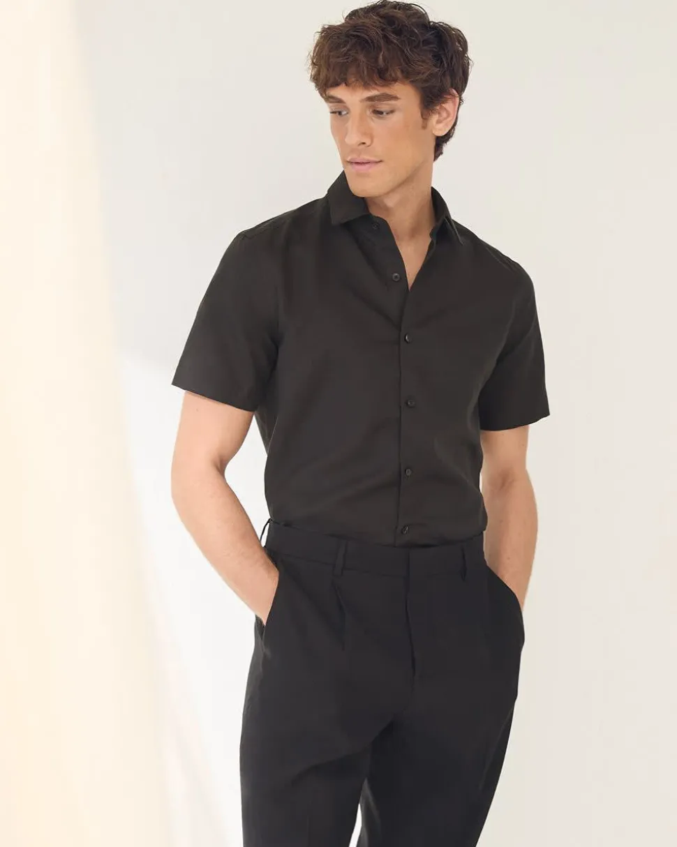 Short-Sleeve Tailored-Fit Linen Dress Shirt