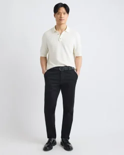 Short-Sleeve Textured Polo Sweater