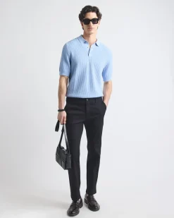 Short-Sleeve Textured Polo Sweater