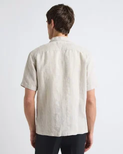 Short-Sleeve Textured Shirt with Camp Collar