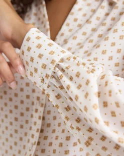 Silky Crepe Long-Sleeve Buttoned-Down Blouse