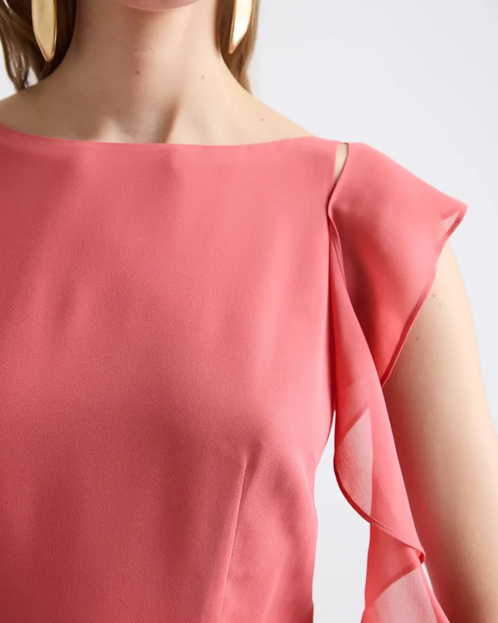 Sleeveless A-Line Cocktail Dress with Ruffles