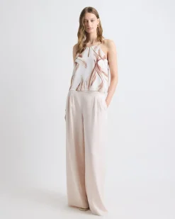Sleeveless Crew-Neck Chiffon Blouse
