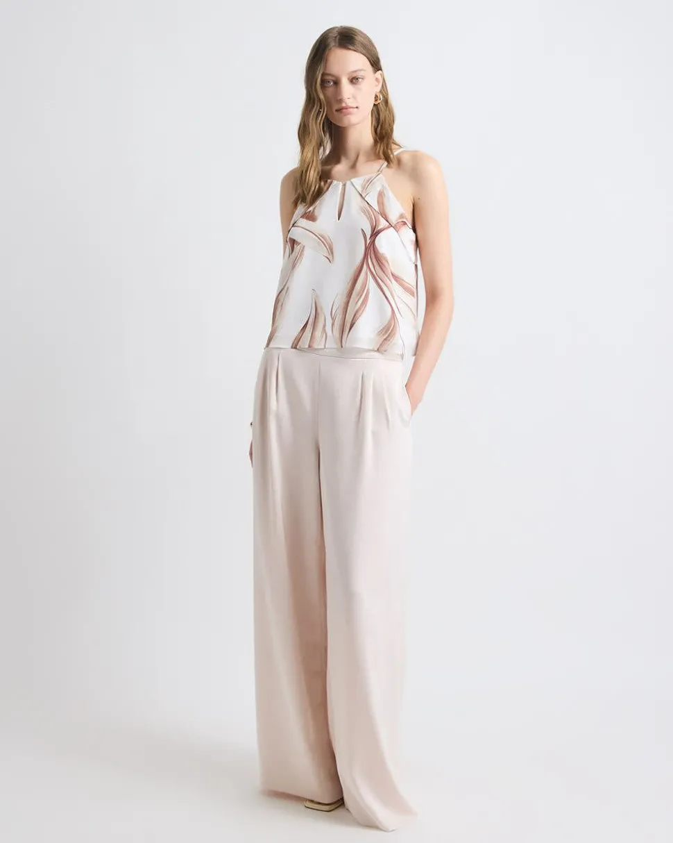 Sleeveless Crew-Neck Chiffon Blouse