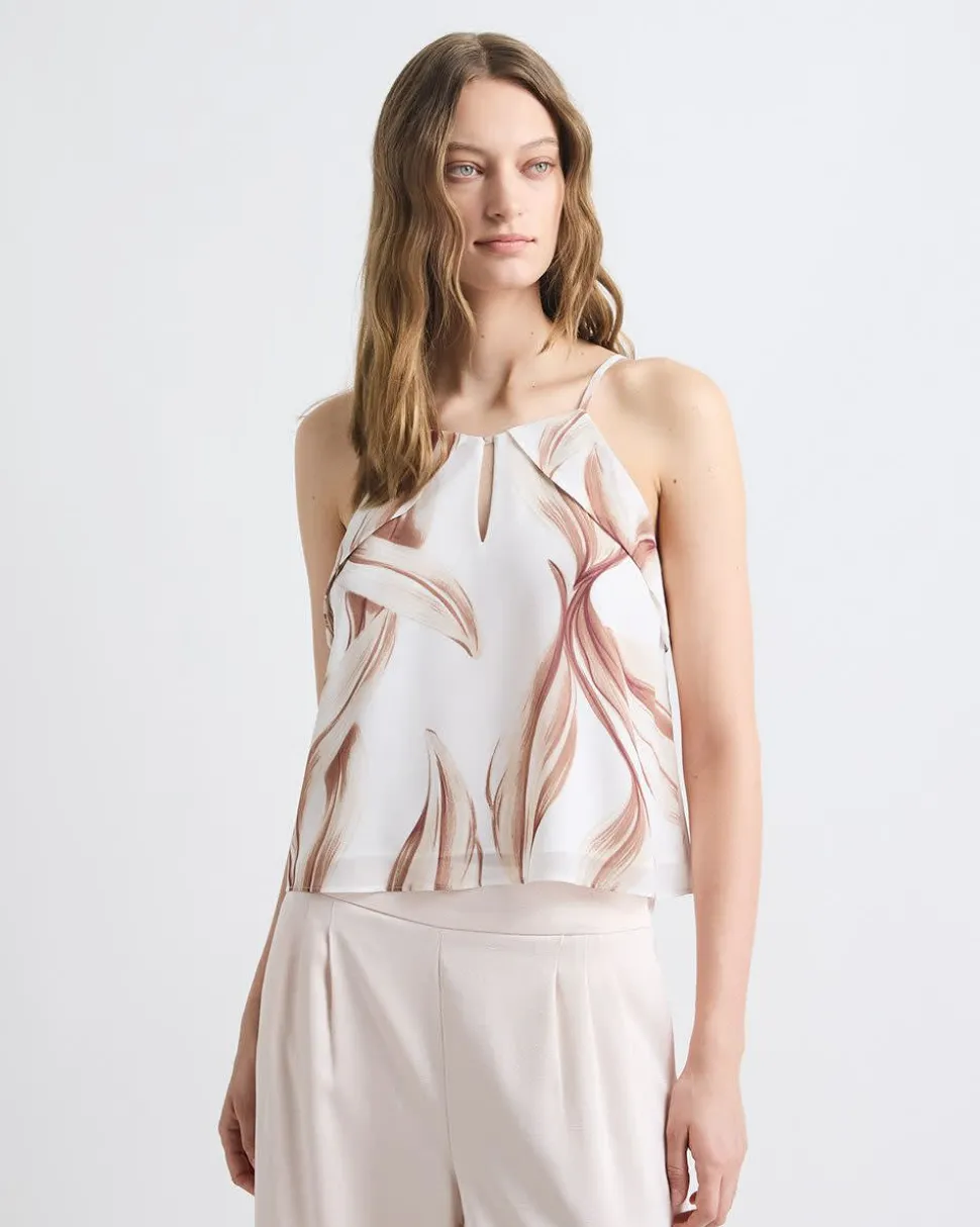 Sleeveless Crew-Neck Chiffon Blouse